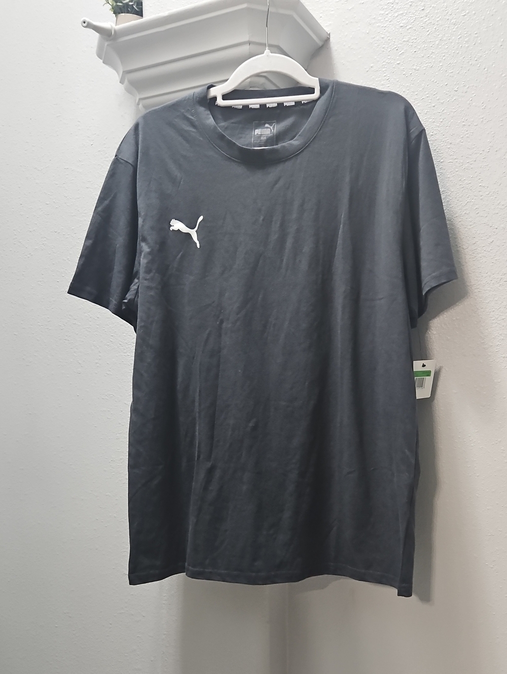 Puma Black Short-Sleeve Crew Tee with White Puma Logo